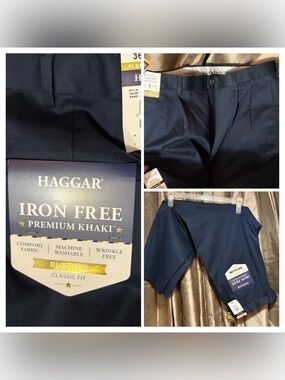 Haggar‎ Navy Flat Front Men's Dress Pants #1849